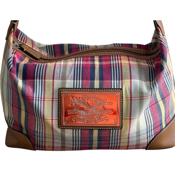 American Living Preppy Plaid Ivy League Old Money Shoulder Bag Multicolor - Picture 2 of 9